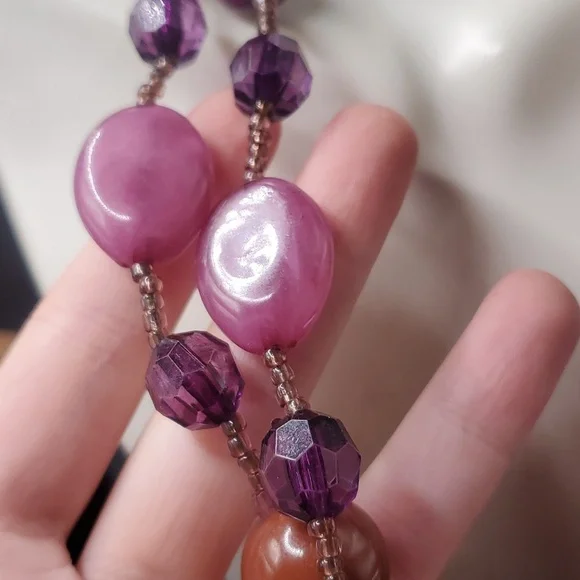 N1217 romantic cherry blossom artisan glass necklace estate